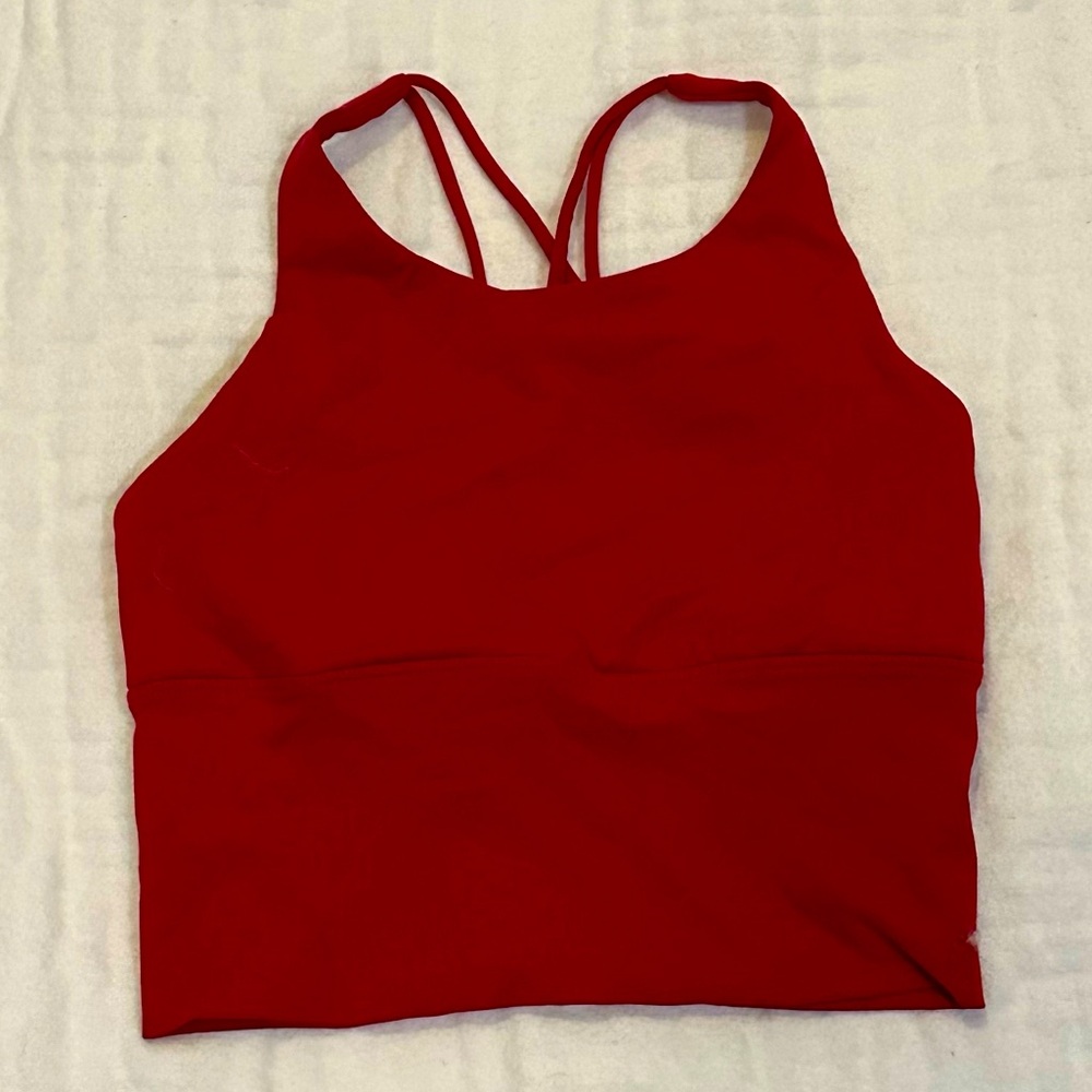 Red Cropped Sports Bra with Racerback Design